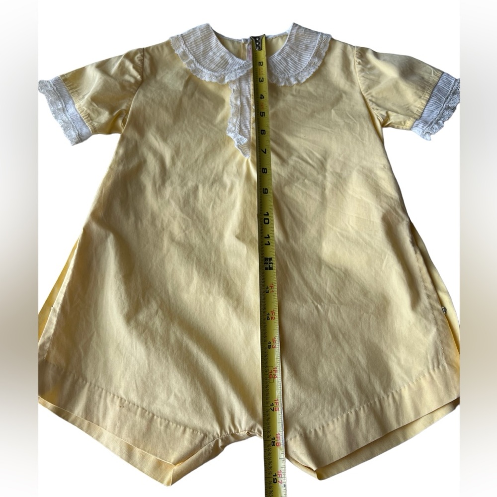 Miss L. Brogan Inc. New York Vintage Yellow Lace Cotton Romper Pearl Button Snap - Picture 14 of 15